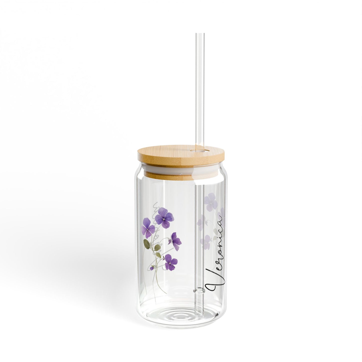 Floral Sipper Glass, Personalized Drinkware, Eco-Friendly Straw Tumbler, Perfect for Gifts, Birthday Parties, Summer Picnics, Home Decor