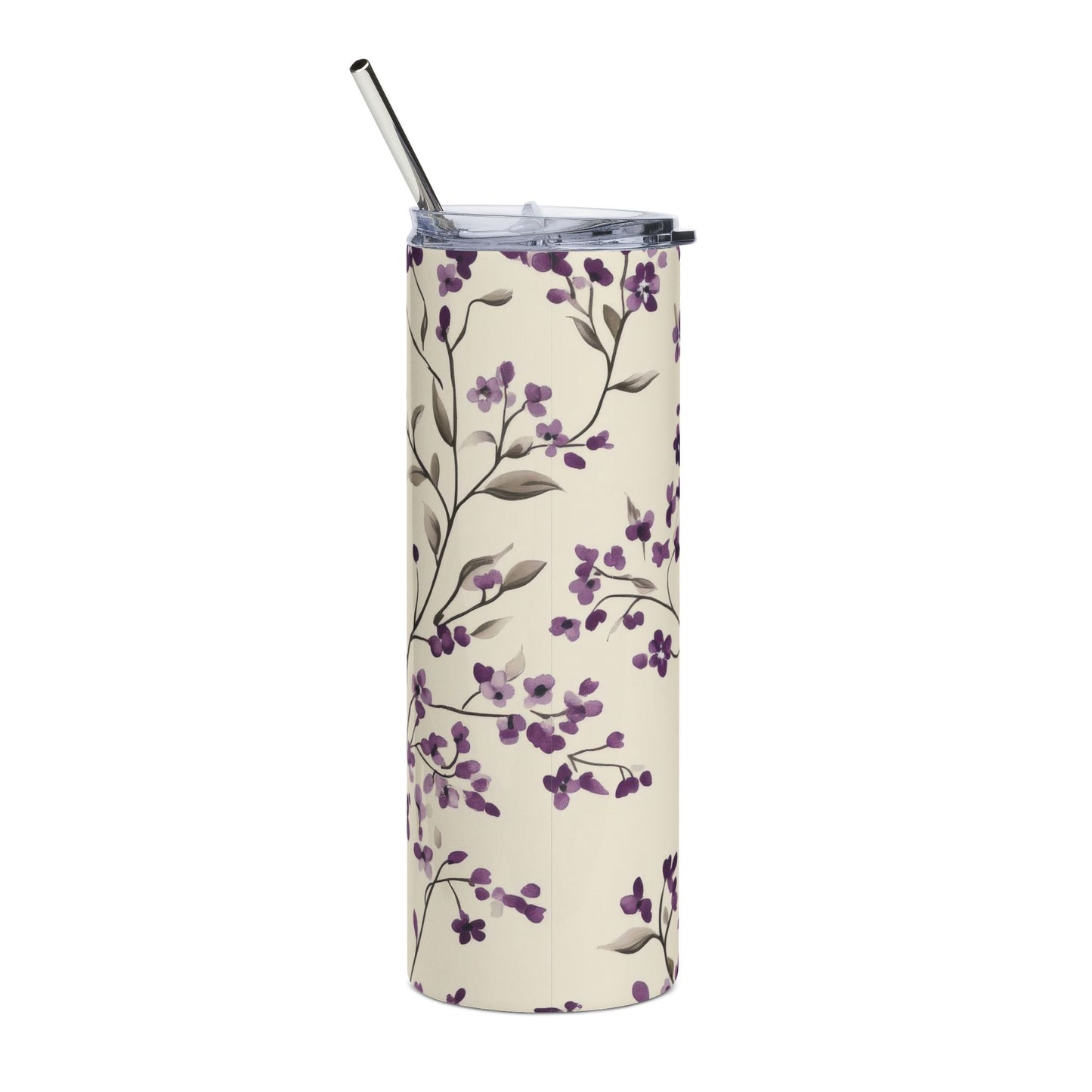 Floral Stainless Steel Tumbler | Elegant Travel Mug | Insulated Drink Container | Gift for Her | Eco-Friendly Beverage Cup