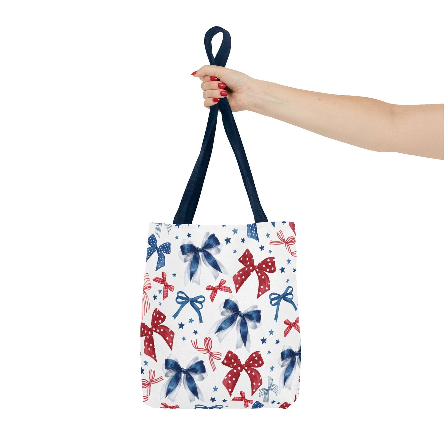 Patriotic Tote Bag with Bows, Versatile Shopping Bag, Holiday Gift Tote, Stylish All-Purpose Bag, Independence Day Accessory, Gift for Her