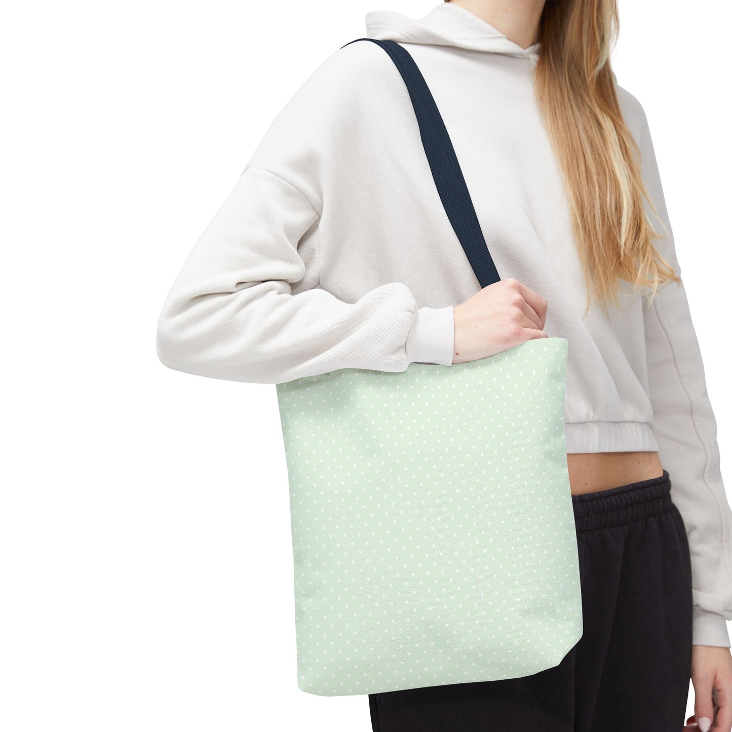 Mint Polka Dot Tote Bag | Stylish Eco-Friendly Day Bag, Beach Tote, Shopping Bag, Gift for Her, Everyday Purse