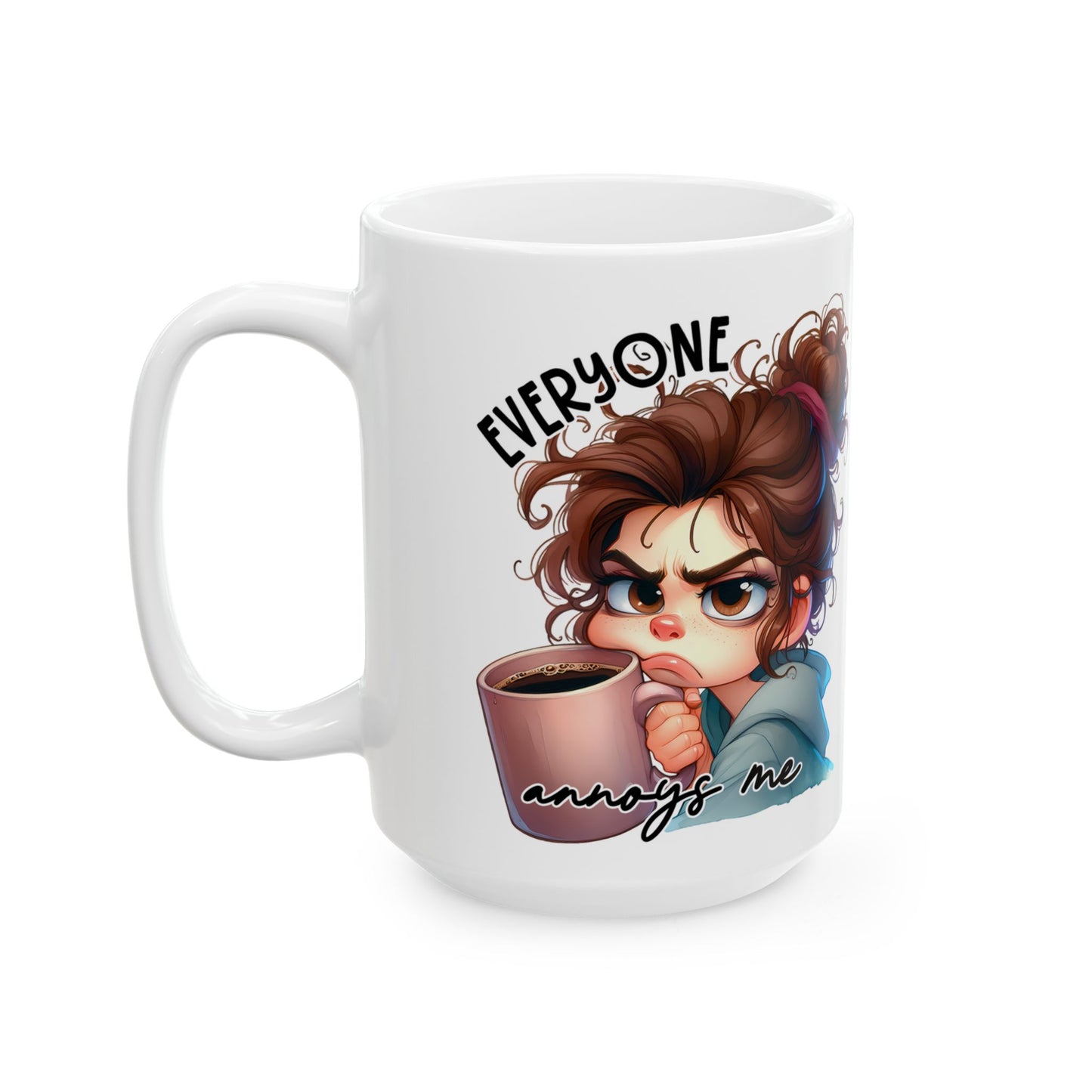Whimsical Ceramic Mug for Coffee Lovers, Unique Gift Idea, Cute Artwork, Everyday Use, Fun Home Decor