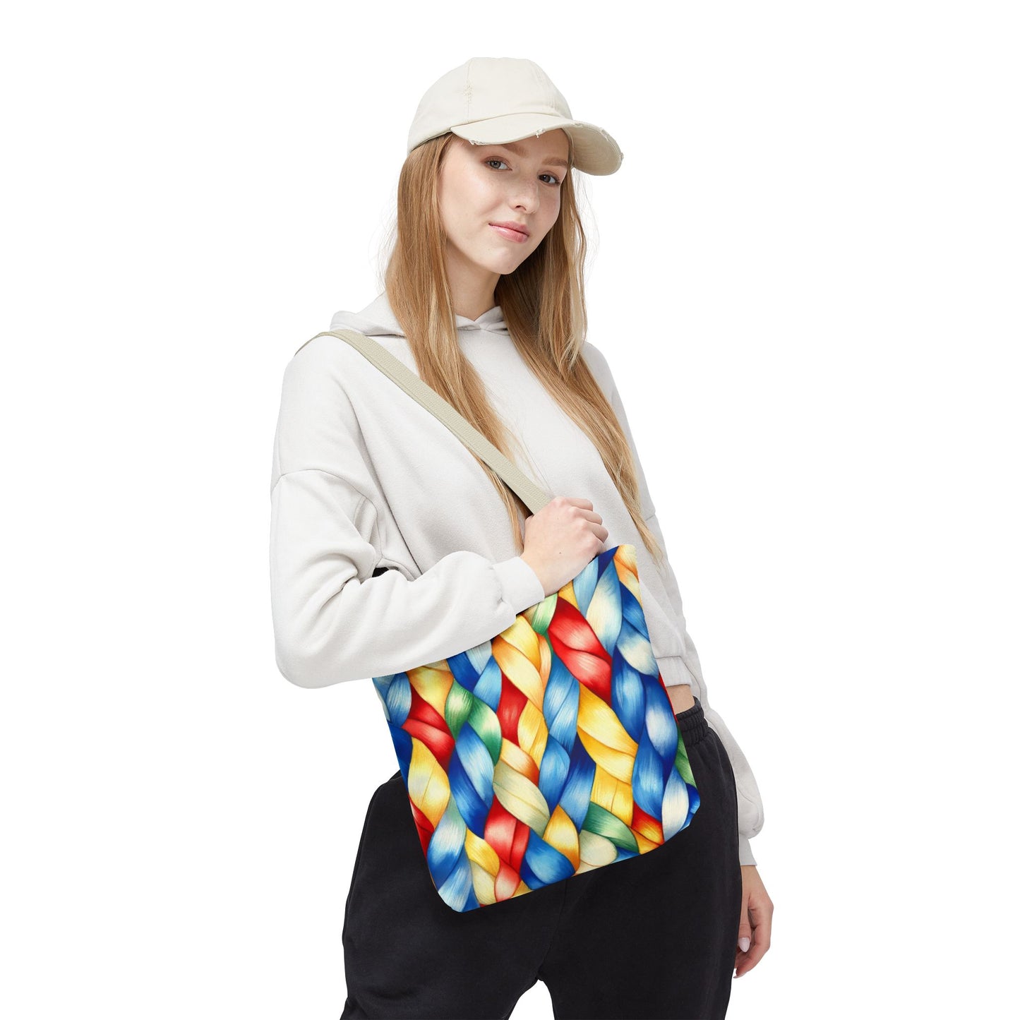 Colorful Woven Tote Bag - Vibrant Art Print, Eco-Friendly Carry-All, Shopping Bag, Beach Bag, Gift for Friends