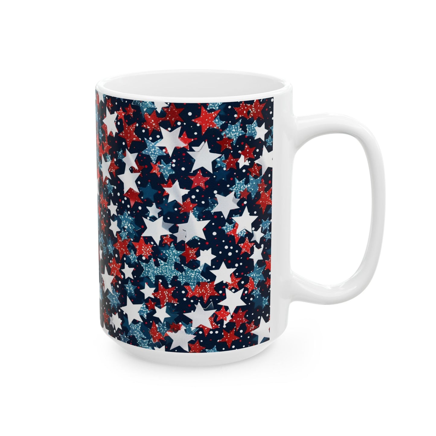 Patriotic Star Ceramic Mug, Coffee Cup, Tea Mug, Gifts for Her, Independence Day, American Flag Inspired