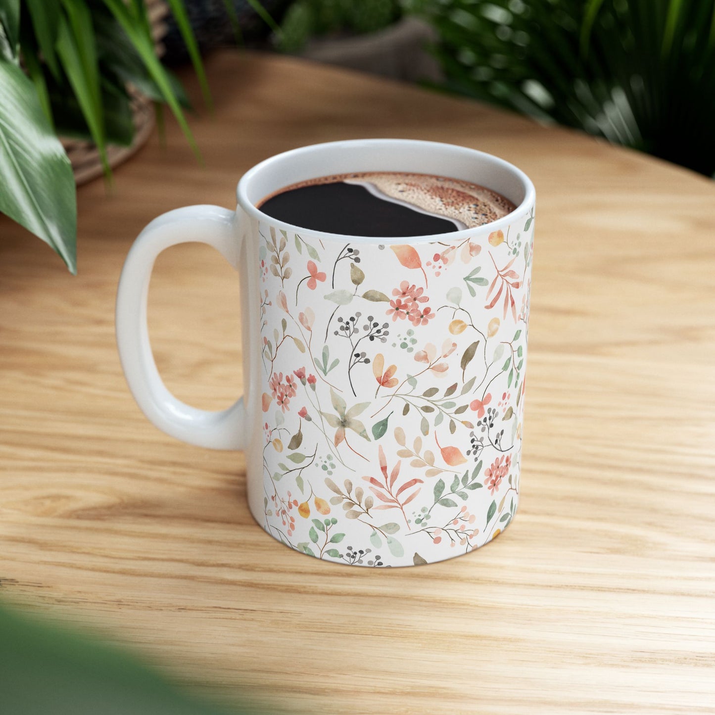 Floral Ceramic Mug - Cozy Coffee Cup, Tea Lover Gift, Home Decor, Housewarming Present, Nature Inspired Drinkware