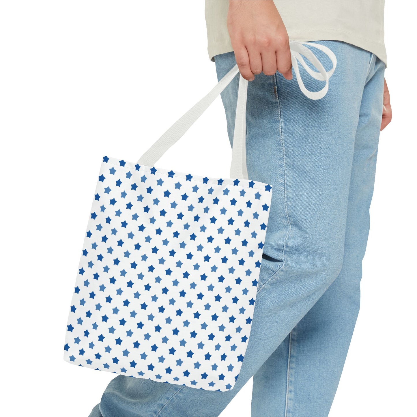Blue Star Pattern Tote Bag, Stylish Reusable Tote, Shopping Bag, Beach Bag, Gift for Her, Eco-Friendly Accessories