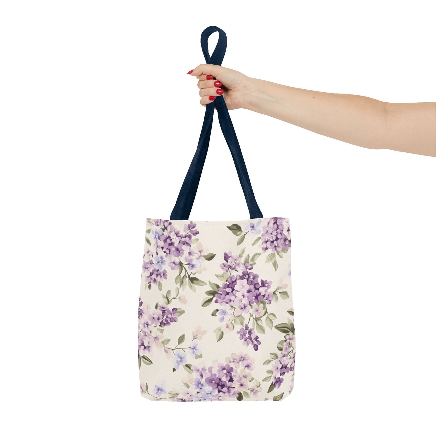 Floral Tote Bag, AOP Shopping Bag, Eco-Friendly Tote, Purple Flower Bag, Gift for Her, Reusable Market Bag, Spring Accessory