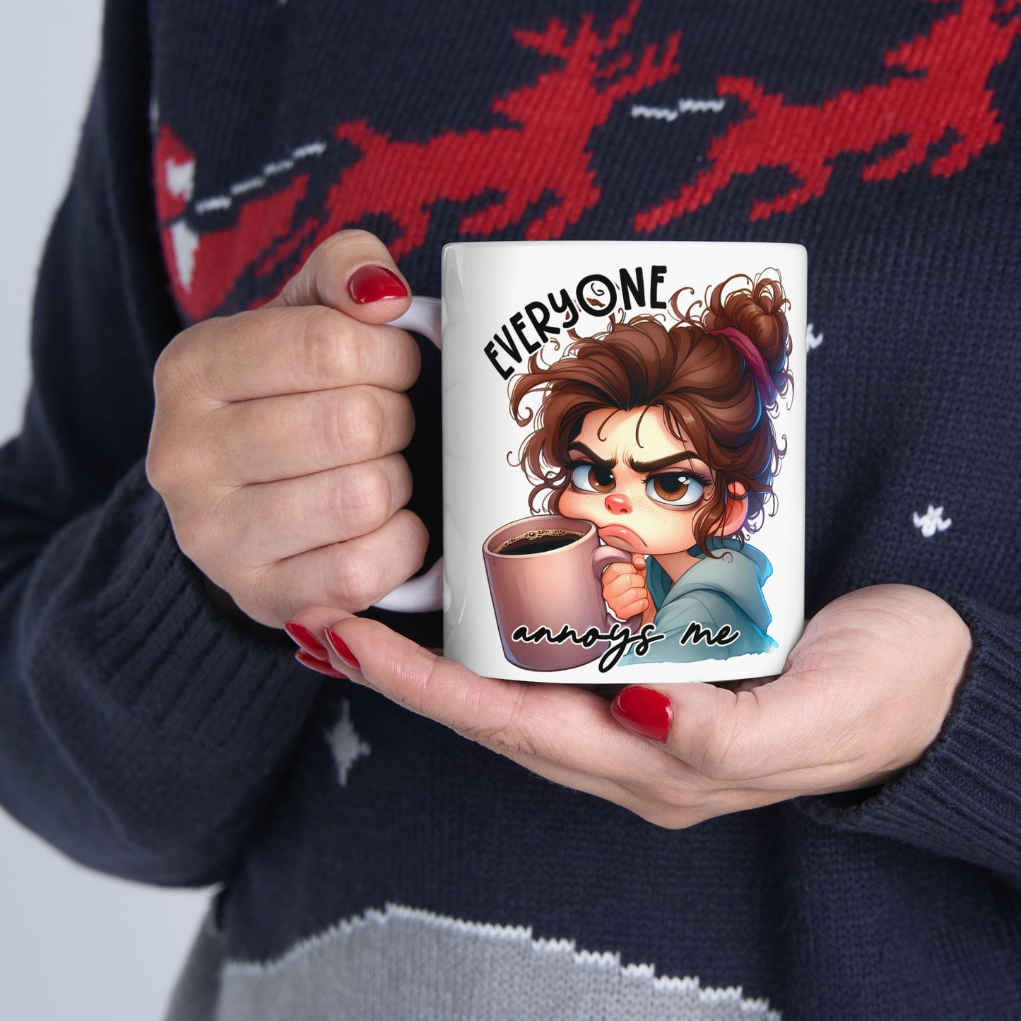 Whimsical Ceramic Mug for Coffee Lovers, Unique Gift Idea, Cute Artwork, Everyday Use, Fun Home Decor