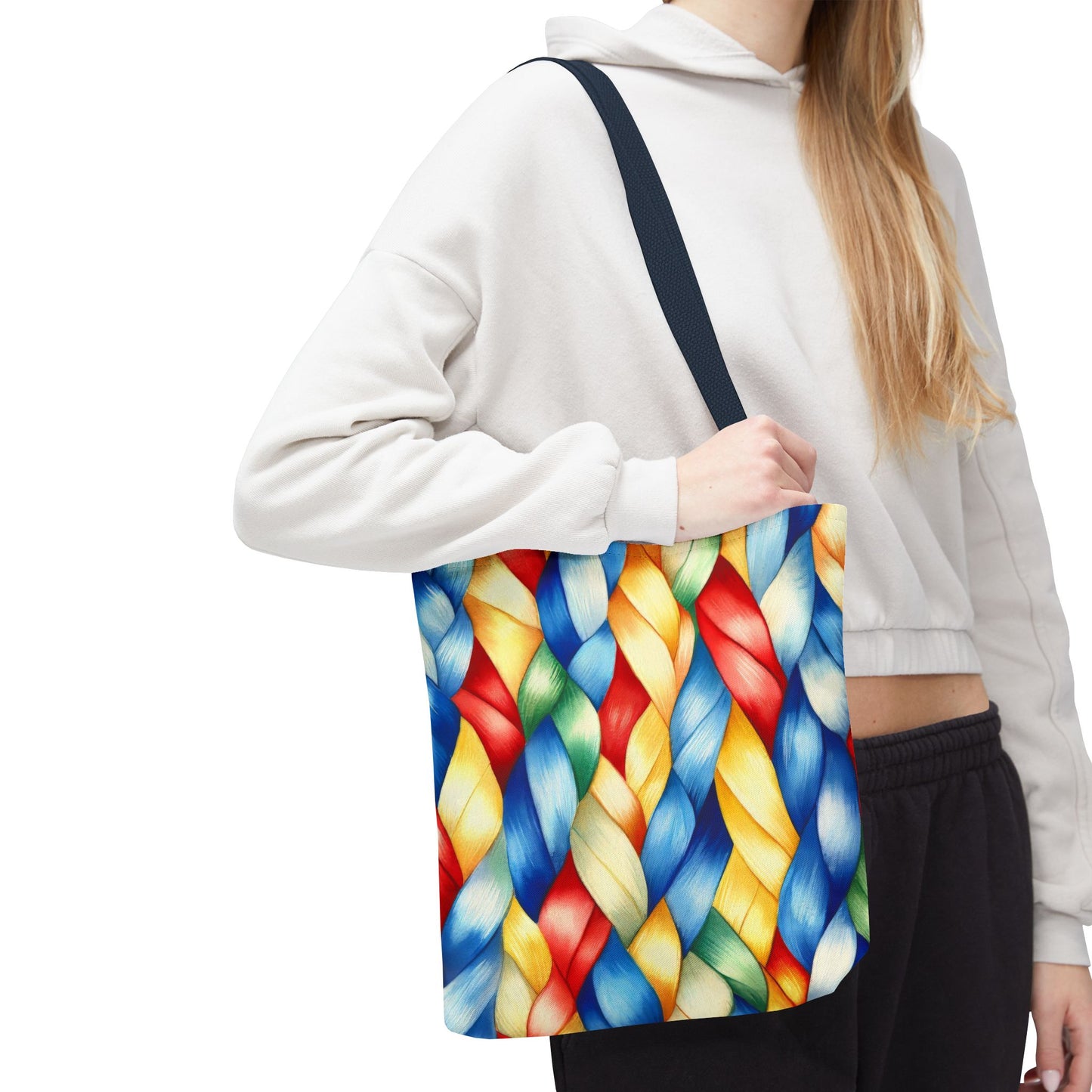 Colorful Woven Tote Bag - Vibrant Art Print, Eco-Friendly Carry-All, Shopping Bag, Beach Bag, Gift for Friends