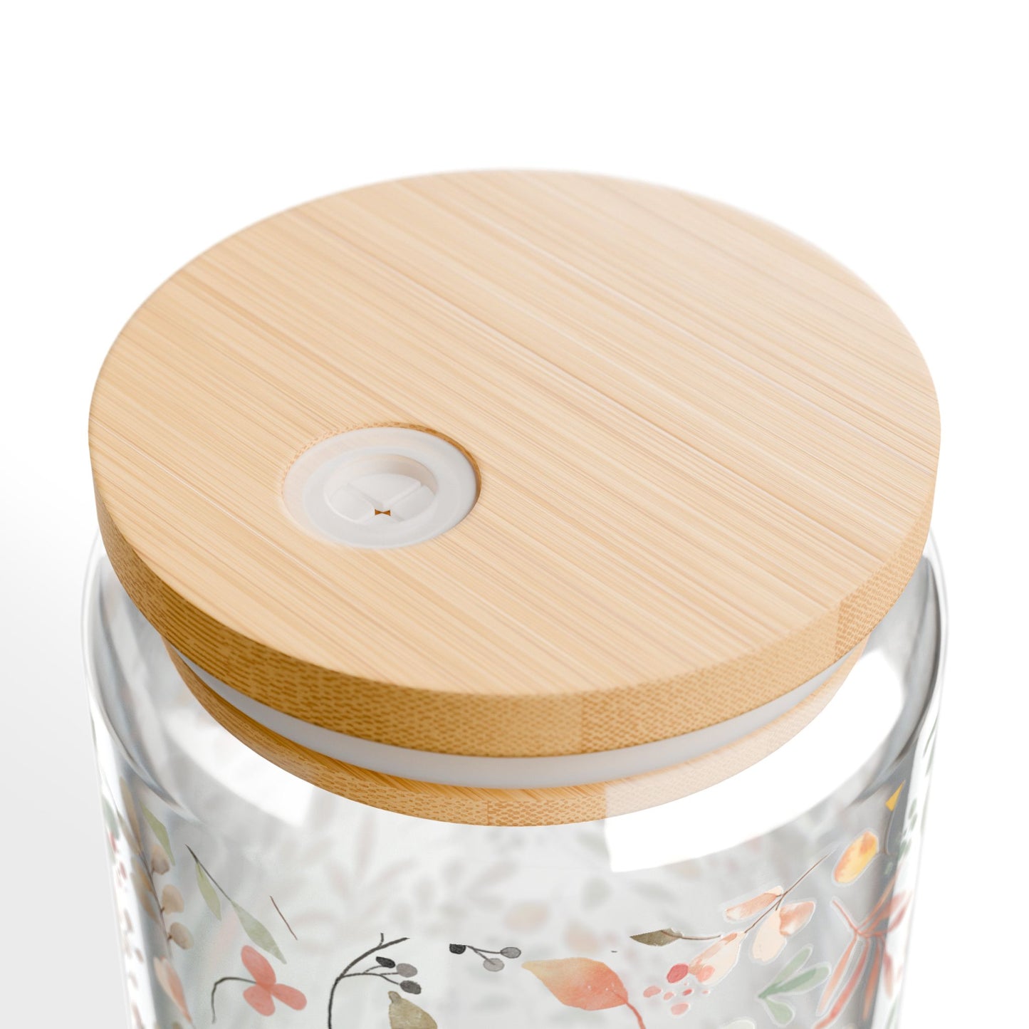Floral Sipper Glass, 16oz Water Bottle, Eco-Friendly Drinkware, Botanical Straw Jar, Gift for Garden Lovers, Party Essential