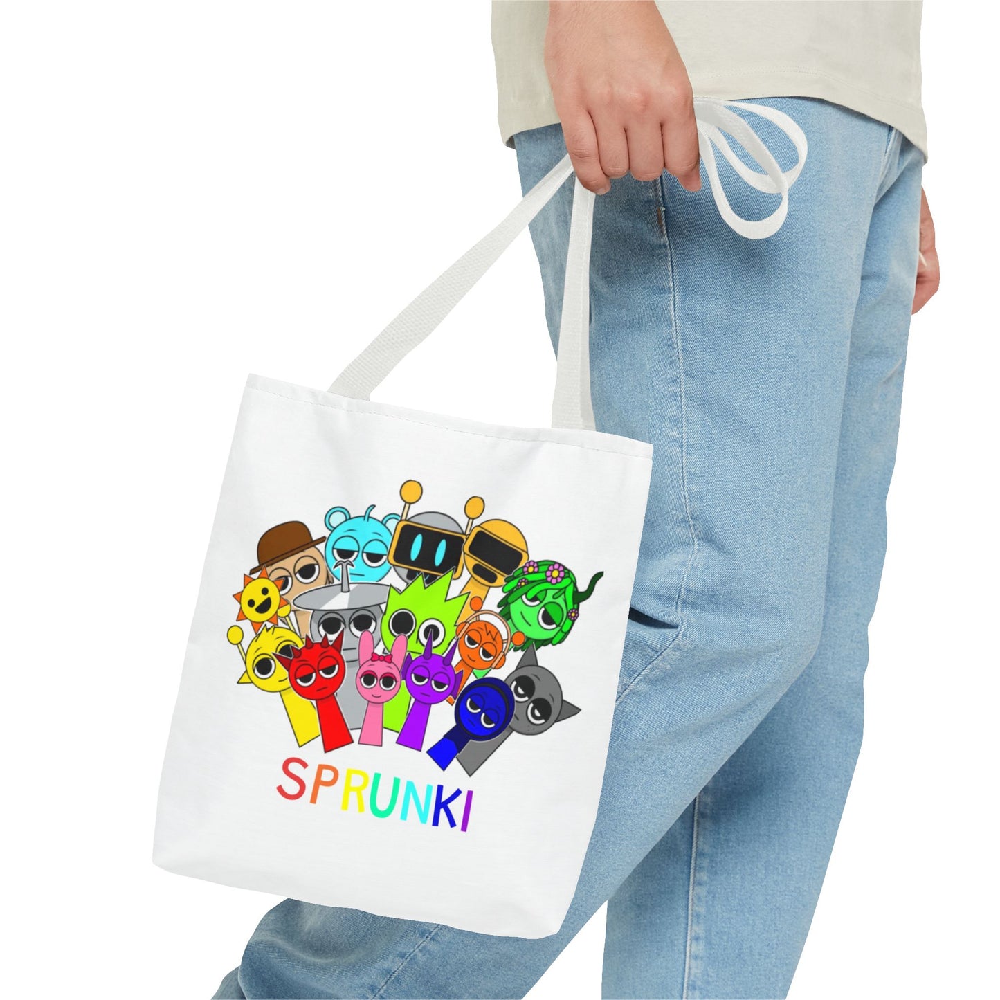 Fun Character Tote Bag – Sprunki Design, Cute Shopping Bag, Colorful Art Tote, Gift for Kids, Cartoon Lovers