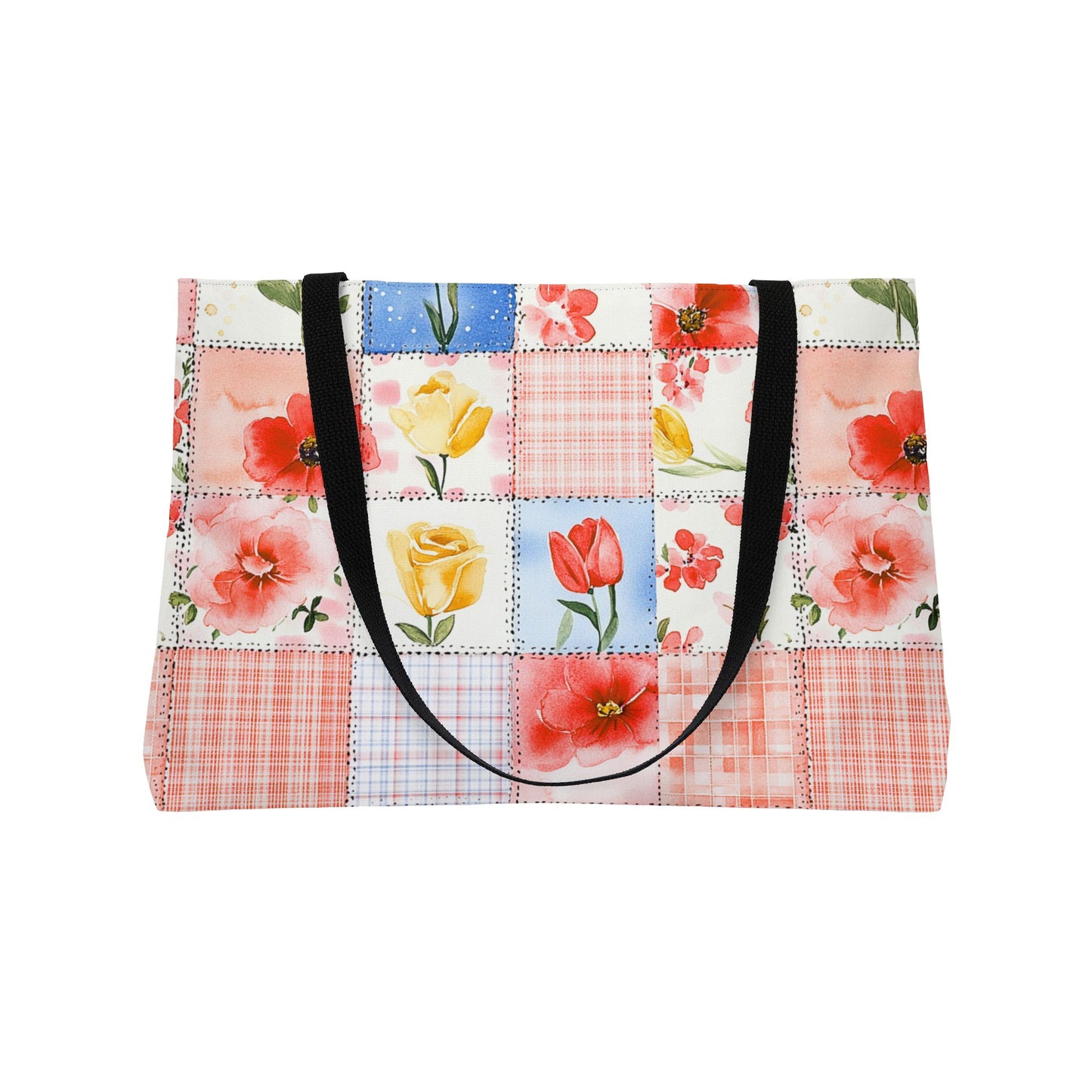 Floral Patchwork Weekender Tote Bag, Perfect for Travel, Beach, Picnics, Day Trips, and Weekend Getaways