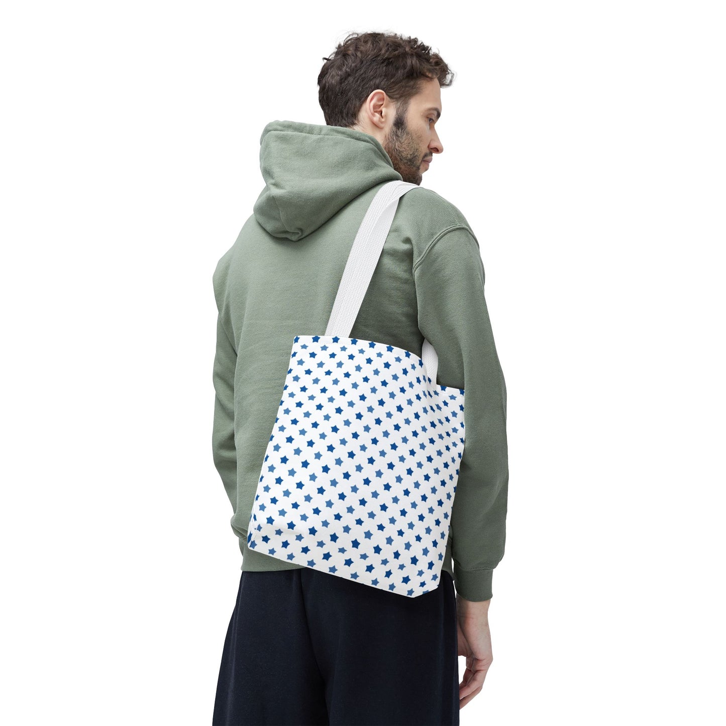 Blue Star Pattern Tote Bag, Stylish Reusable Tote, Shopping Bag, Beach Bag, Gift for Her, Eco-Friendly Accessories