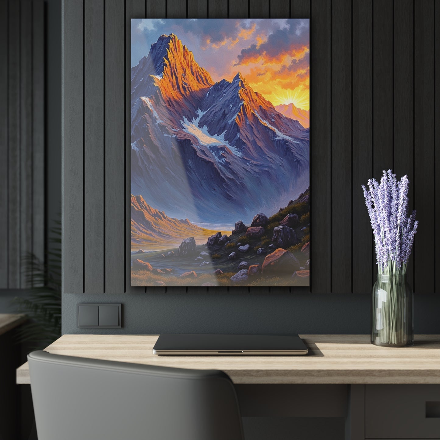 Nature-Inspired Acrylic Print Wall Art, Mountain Landscape Decor, Home Office Artwork, Gift for Nature Lovers, Scenic Decor