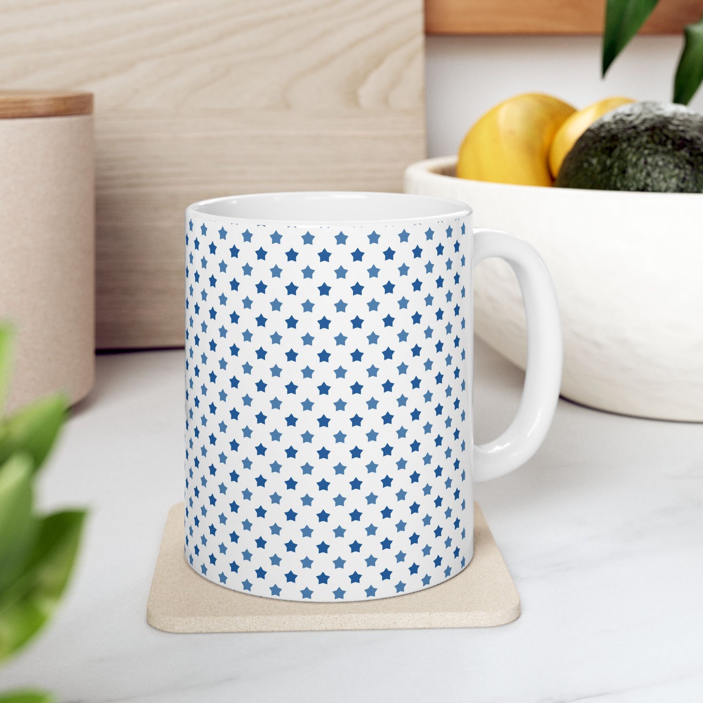Starry Blue Ceramic Mug, Cute Coffee Cup, Gift for Her, Birthday Gift, Cozy Home Decor, Inspirational Drinkware