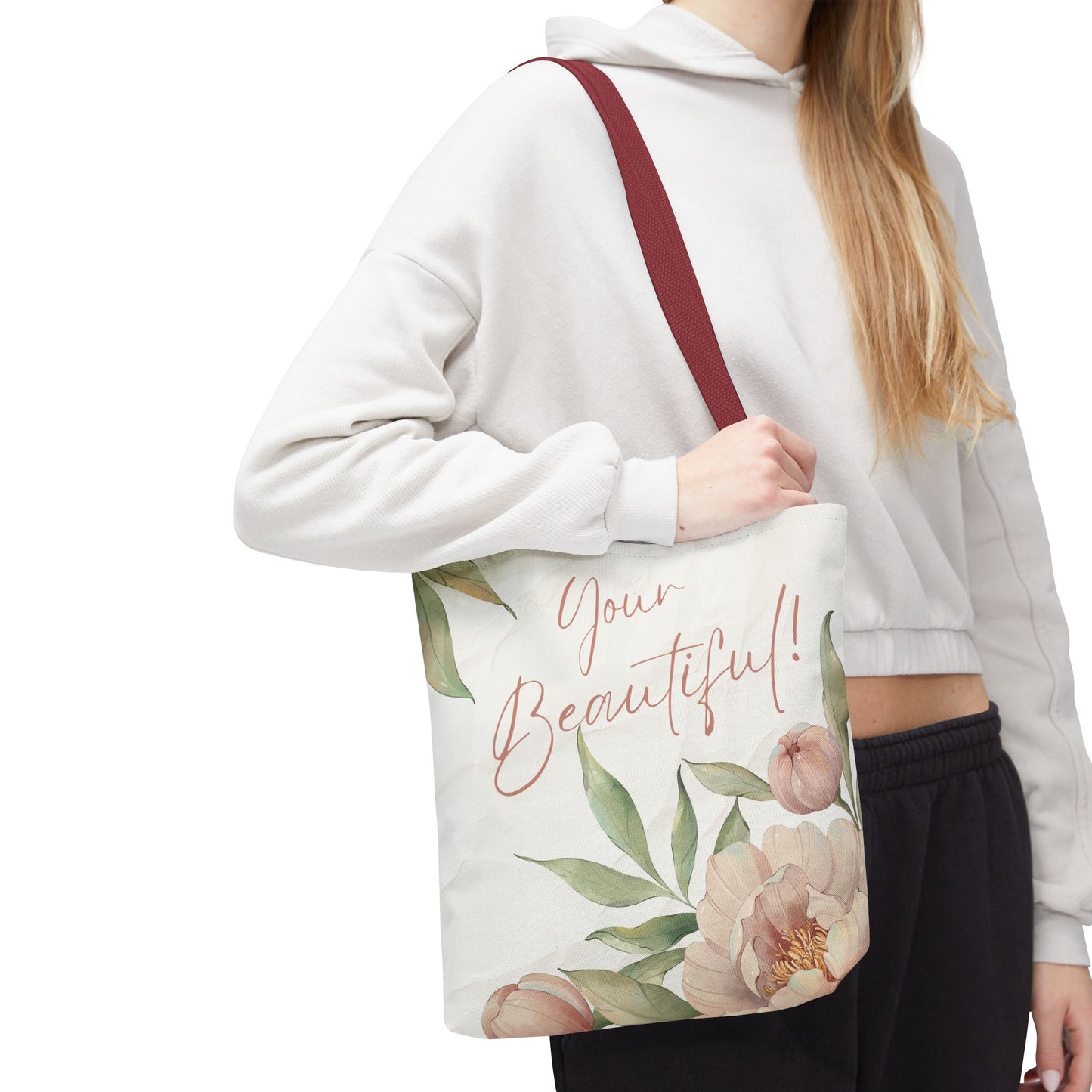 Your Beautiful Floral Tote Bag, Inspirational Tote, Eco-Friendly Tote, Gift for Mom, Fashionable Grocery Bag