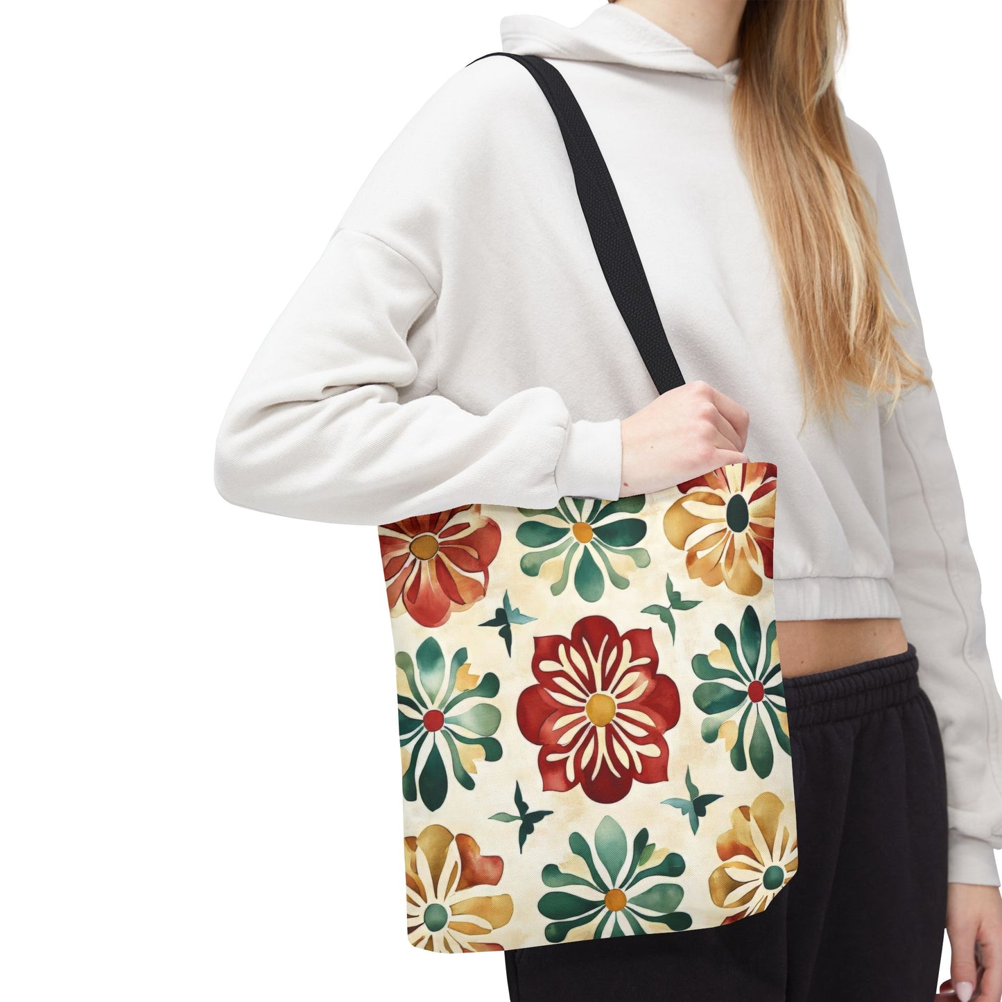 Boho Floral Tote Bag, Stylish Canvas Shopper, Eco-Friendly Bag, Beach, Travel, Grocery, Gift for Her