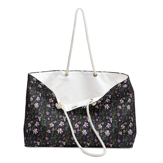 Feminine Floral Weekender Bag, Travel Tote, Gym Bag, Stylish Weekend Carryall, Vacation Handbag, Lightweight Overnight Bag