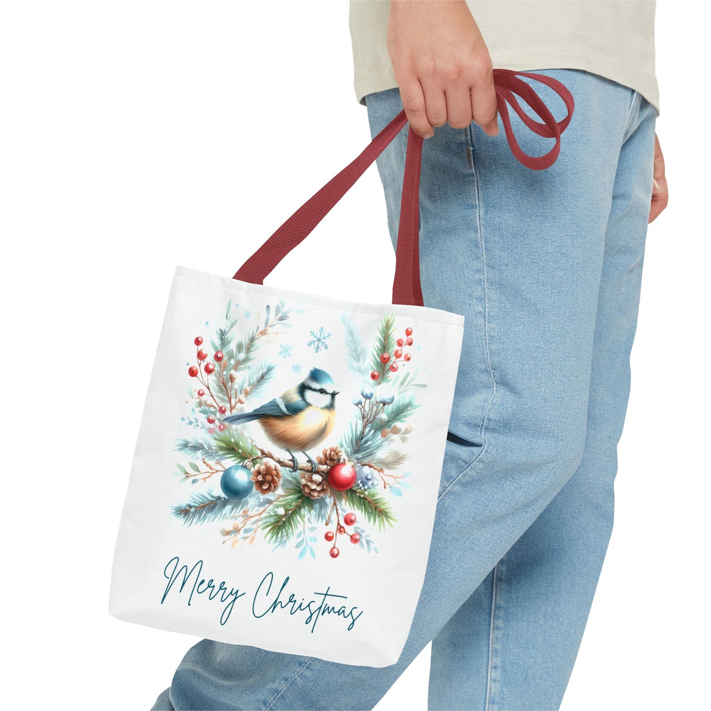 Merry Christmas Bird Design Tote Bag