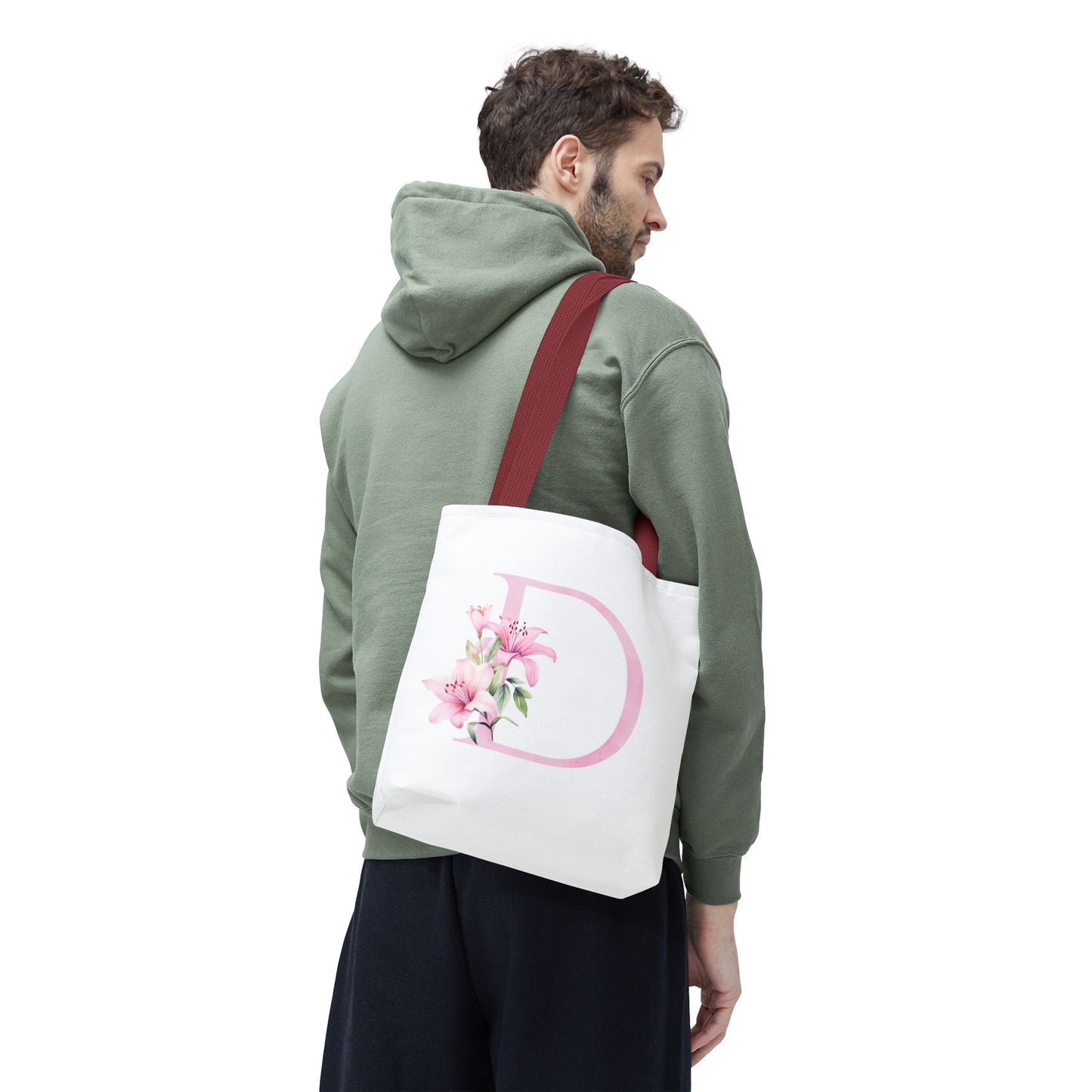 Personalized Floral Tote Bag, Custom Initial Tote, Eco-Friendly Shopping Bag, Gift for Her, Monogrammed Bag