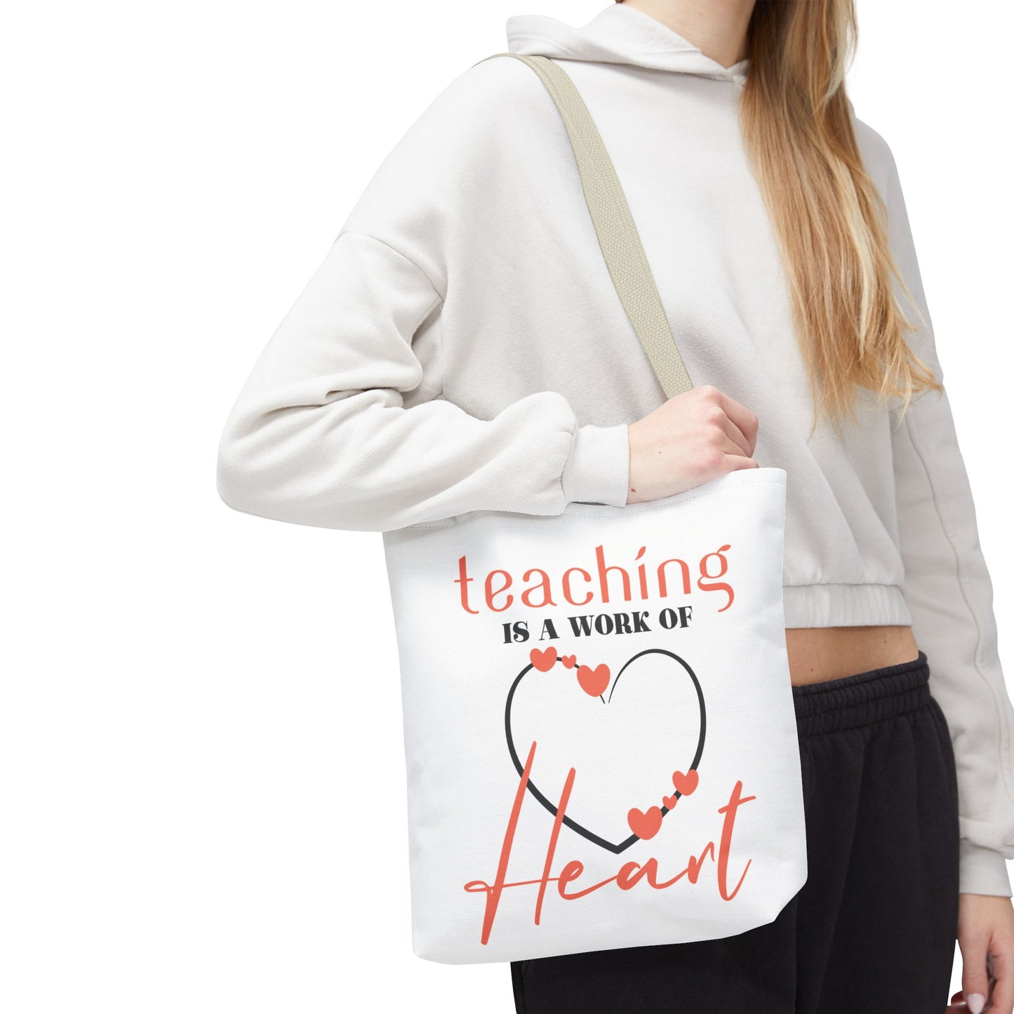 Teaching Tote Bag – A Work of Heart, Perfect for Teachers, Back to School, Classroom Essentials, Gift for Educators, Eco-Friendly Tote