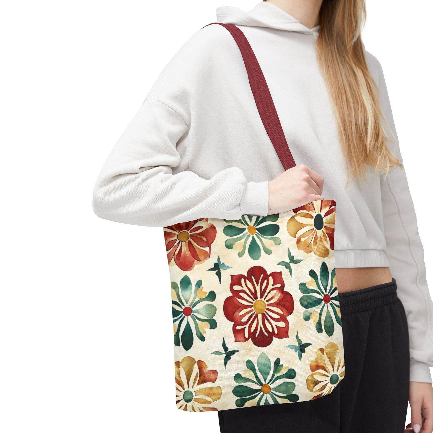 Boho Floral Tote Bag, Stylish Canvas Shopper, Eco-Friendly Bag, Beach, Travel, Grocery, Gift for Her