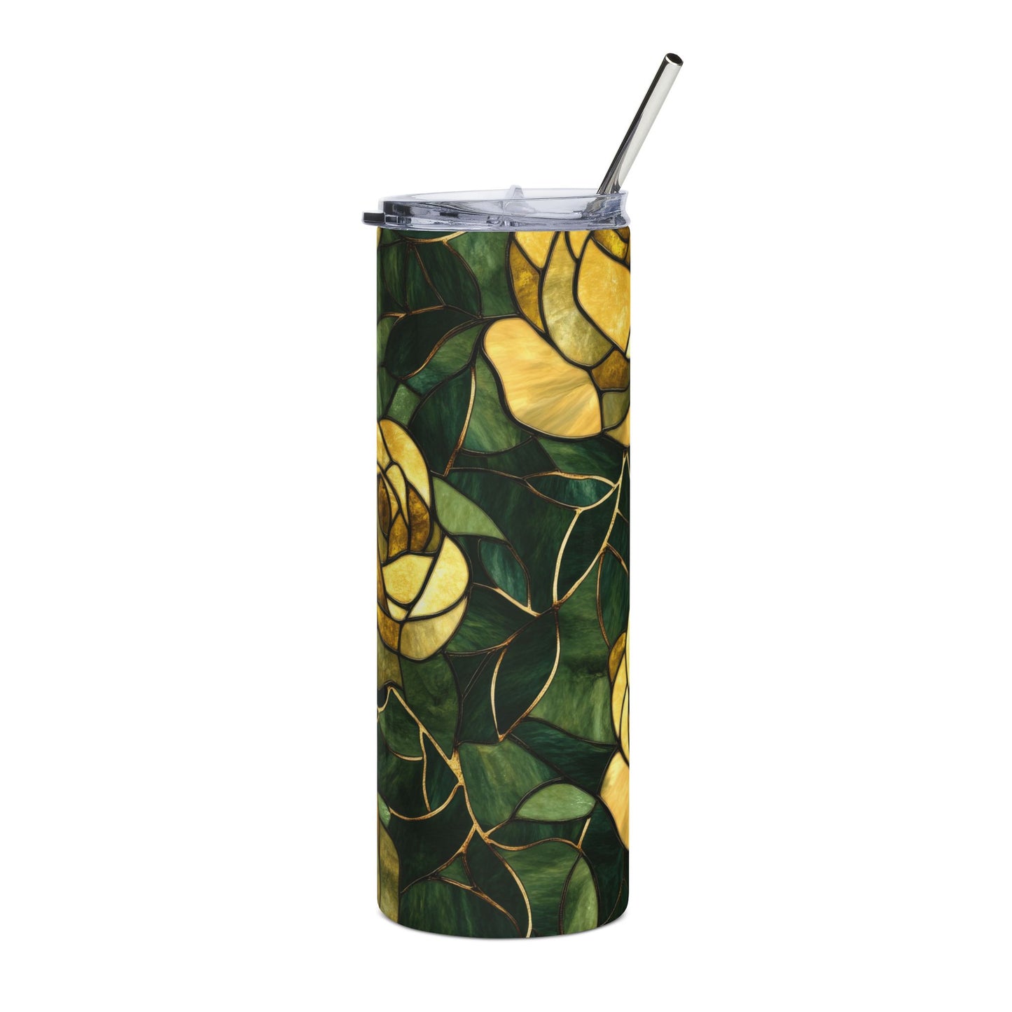 Elegant Floral Stainless Steel Tumbler, 20oz | Insulated Travel Mug | Perfect Gift for Tea and Coffee Lovers, Nature Lovers, Home Decoration