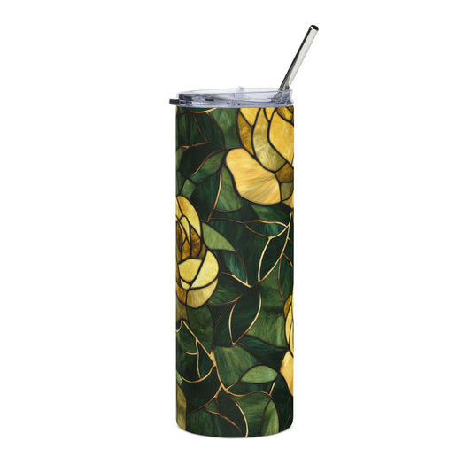 Elegant Floral Stainless Steel Tumbler, 20oz | Insulated Travel Mug | Perfect Gift for Tea and Coffee Lovers, Nature Lovers, Home Decoration