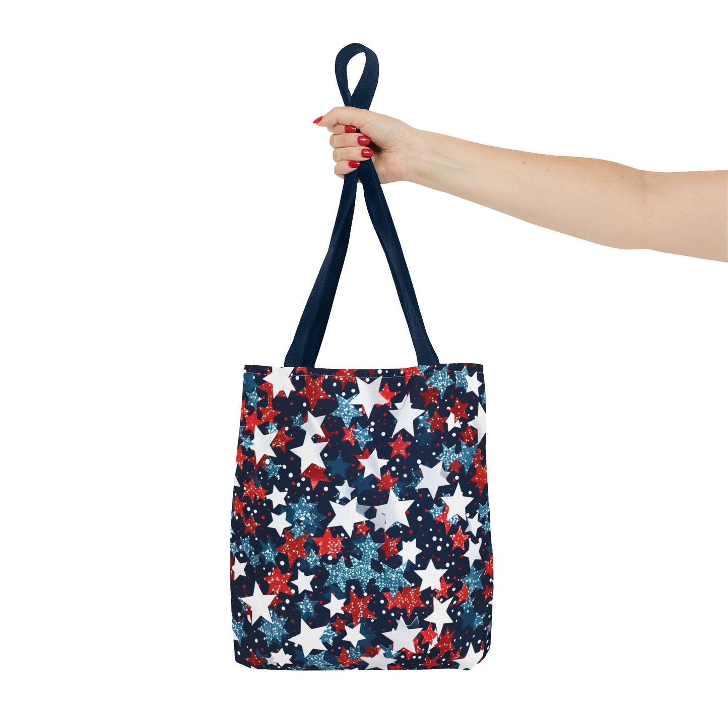 Patriotic Stars Tote Bag, Stylish Grocery Bag, Beach Tote, Gift for Her, USA Flag, Summer Accessory