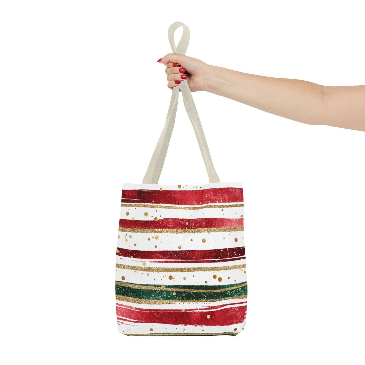 Festive Striped Tote Bag | Holiday Shopper, Gift Bag, Eco-Friendly Bag, Christmas Decor, Everyday Use