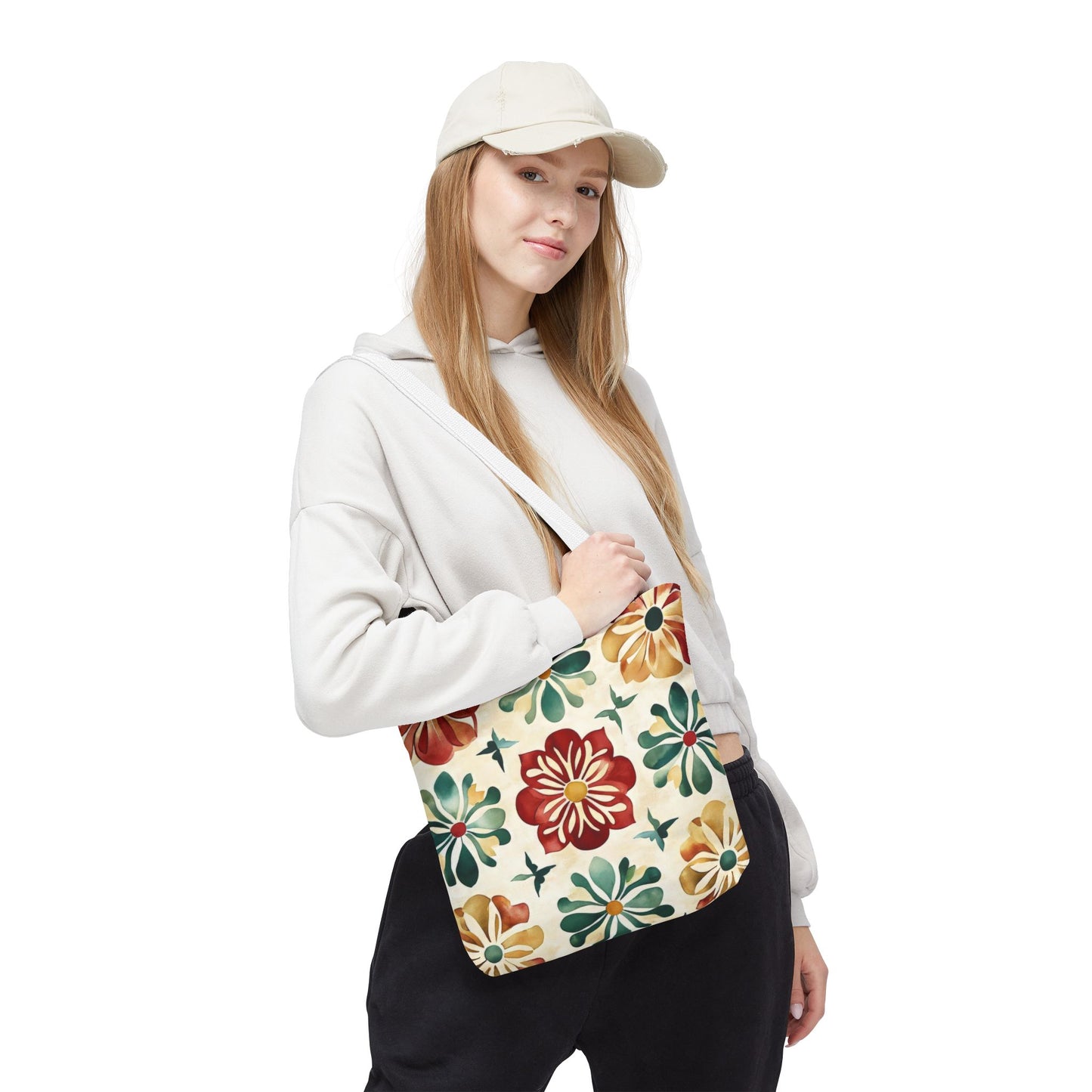 Boho Floral Tote Bag, Stylish Canvas Shopper, Eco-Friendly Bag, Beach, Travel, Grocery, Gift for Her
