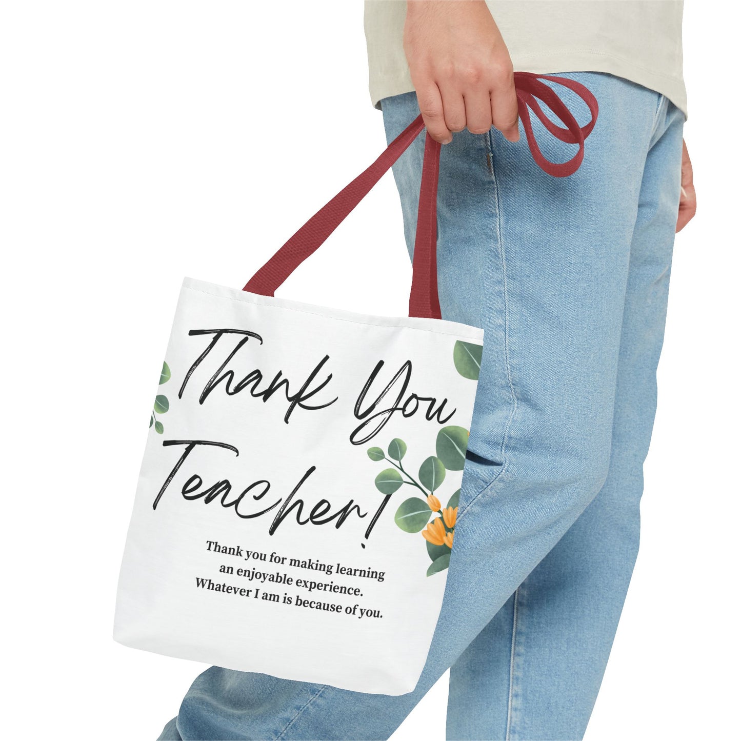 Thank You Teacher Tote Bag | Floral AOP Design | Appreciation Gift | Back to School | Teacher's Day | Eco-Friendly Carryall