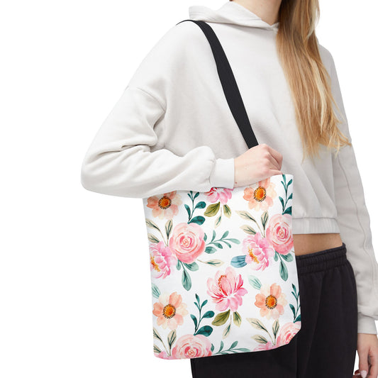 Floral Print Tote Bag, Stylish Shopping, Eco-Friendly Gift, Beach Bag, Floral Tote, Everyday Carryall