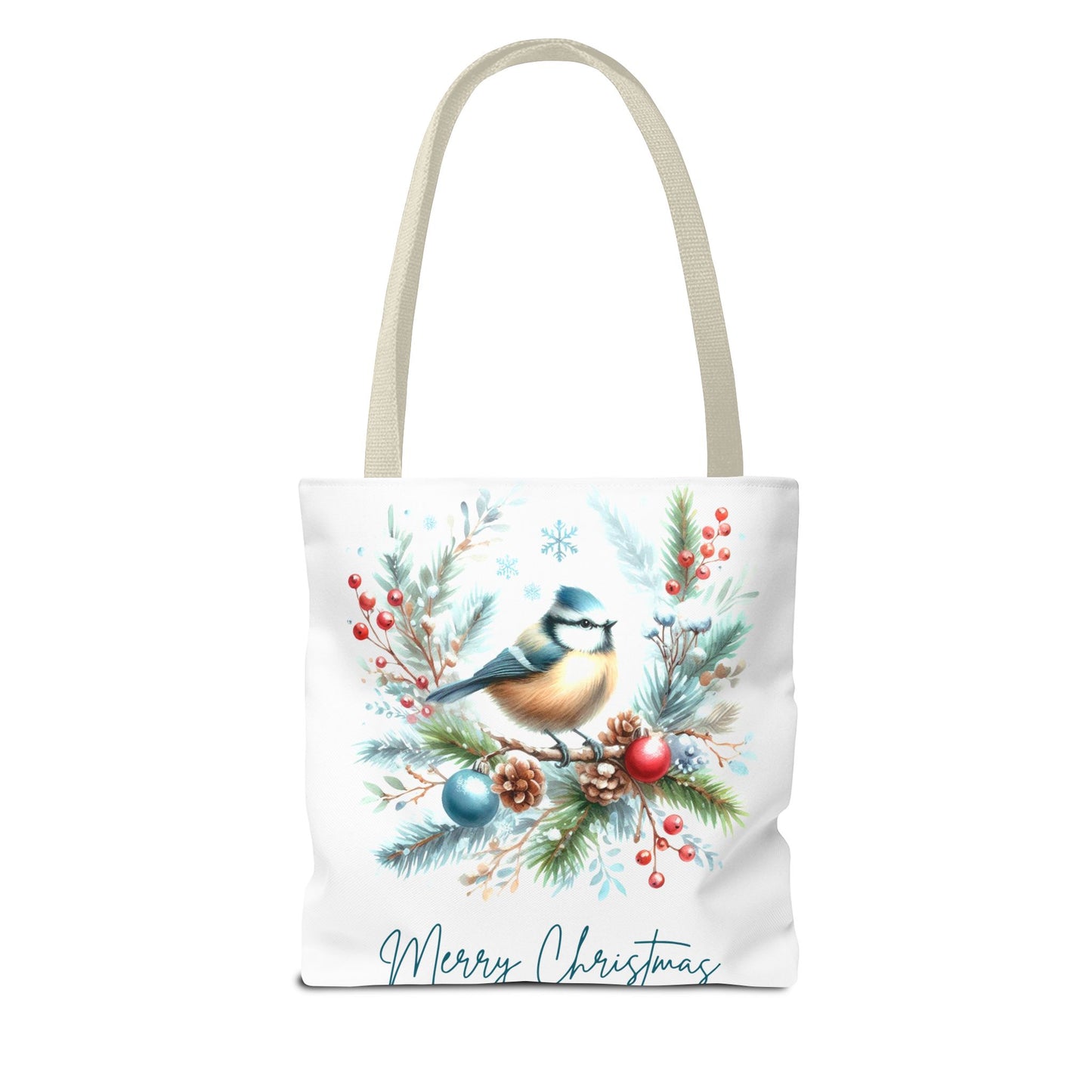 Merry Christmas Bird Design Tote Bag