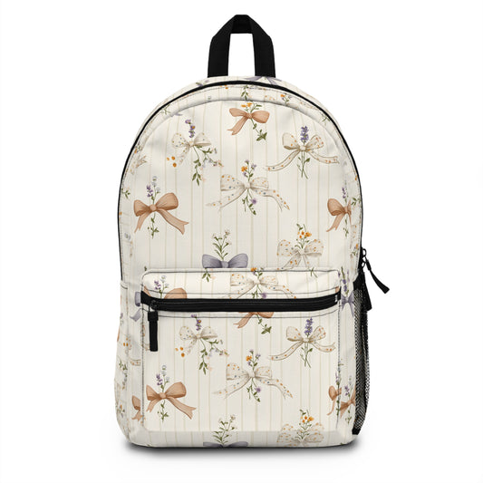 Charming Floral Backpack featuring Bows and Pastel Colors, Ideal for School, Travel, Gifts, Everyday Use, Eco-Friendly