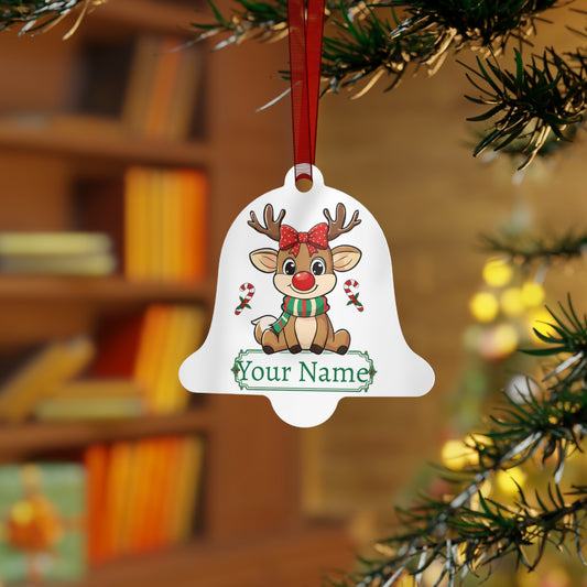 Personalized Rudolph Metal Ornament - Custom Name Holiday Decor