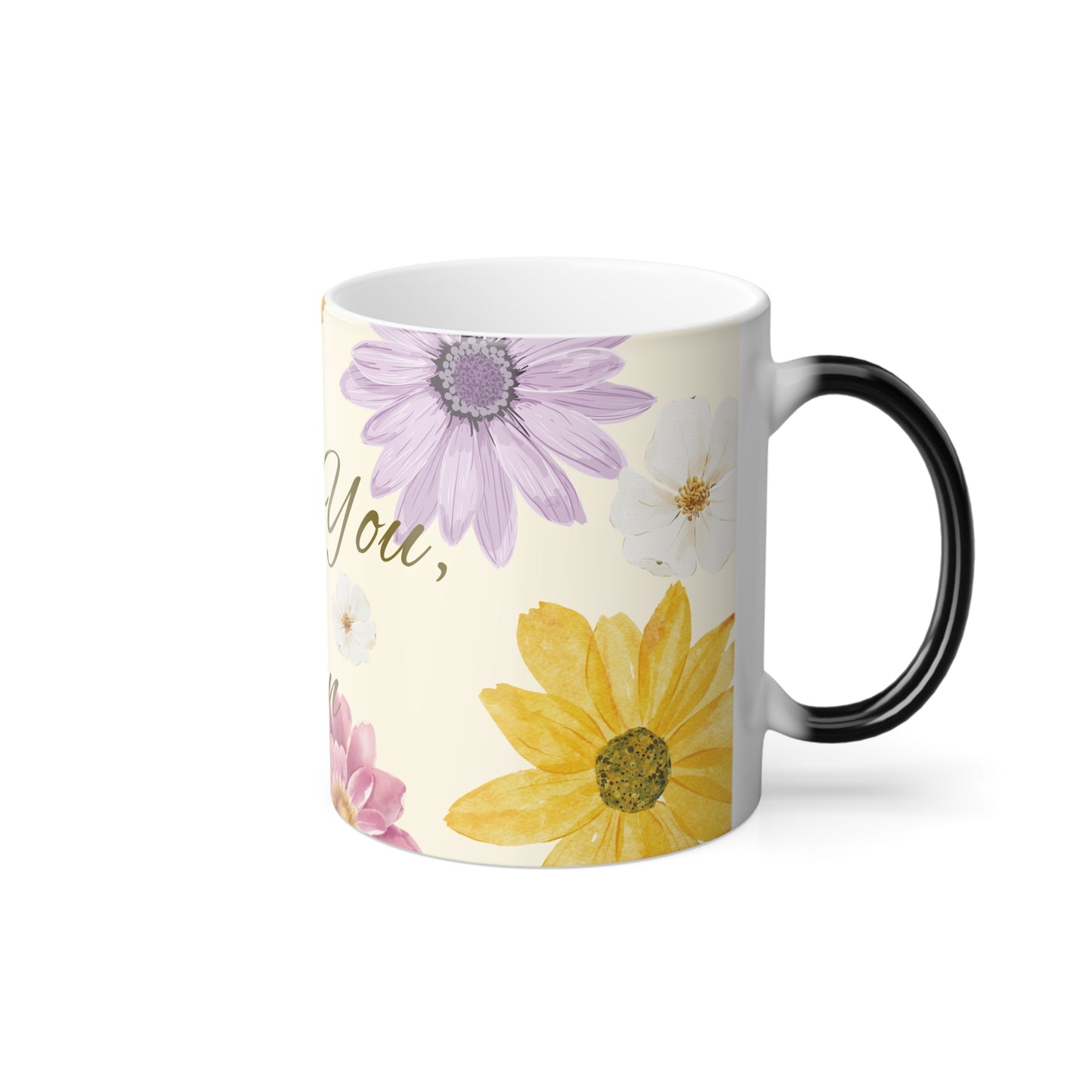 Floral Color Morphing Mug, Gift for Nan, Mother's Day Present, Personalizable Coffee Cup, Flower Print