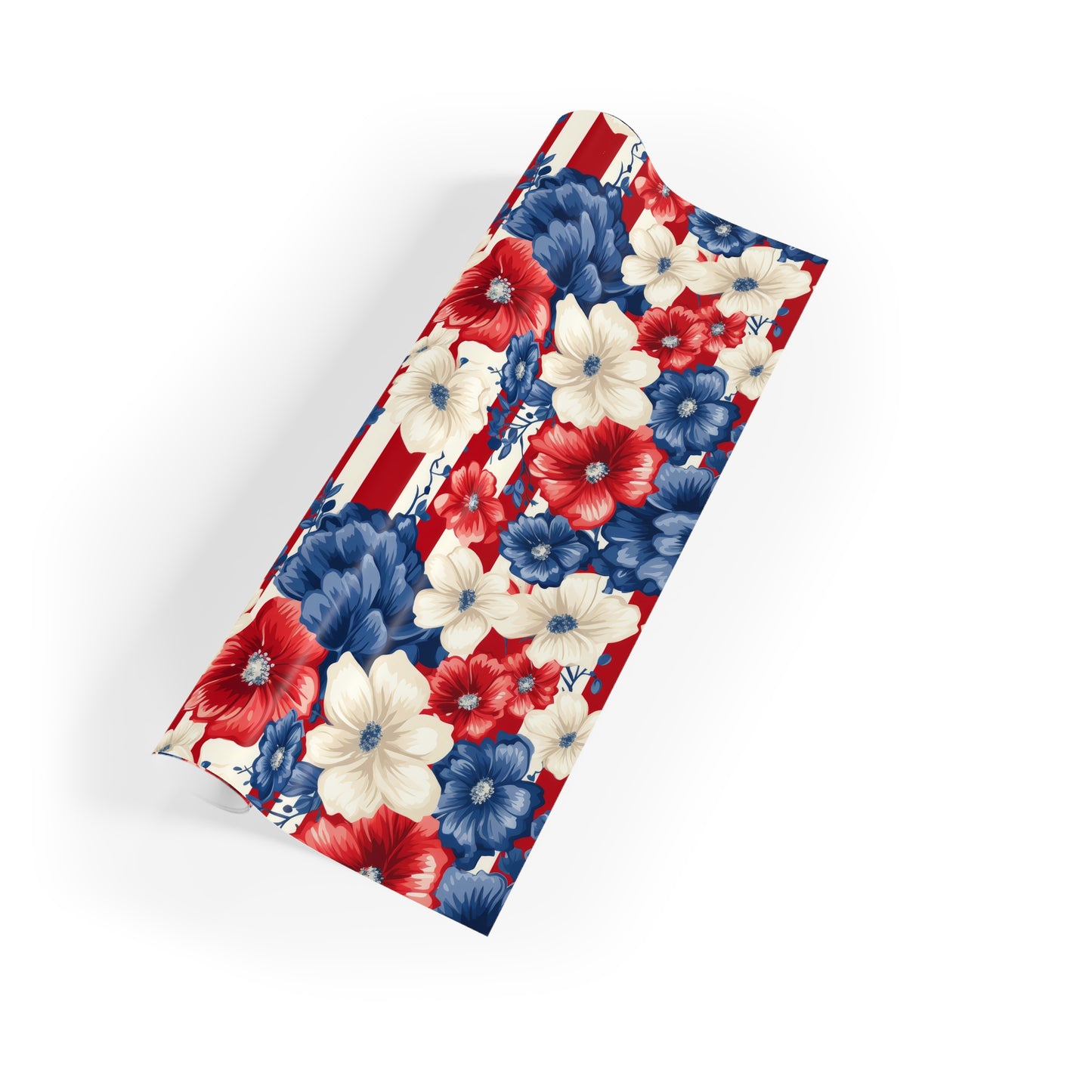 Patriotic Floral Gift Wrapping Paper, Ideal for Celebrations, Holidays, and Special Occasions, Red White Blue Design, Wrap Gifts with [...]