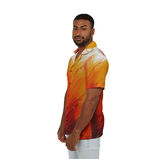 Men's Tropical Sunset Camp Shirt | Vibrant Hawaiian Shirt for Summer Parties, Beachwear, Vacation Style, Luau Attire, Relaxed Fit