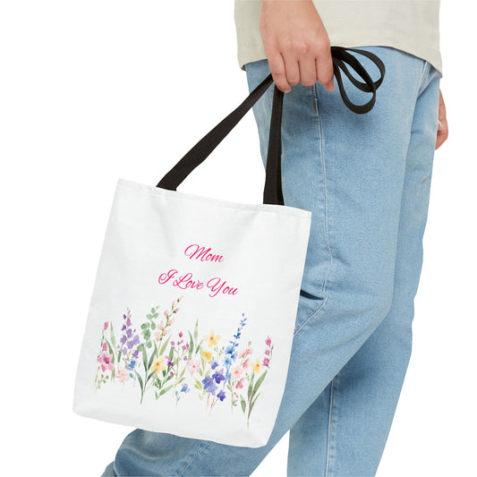 Floral Tote Bag for Moms, Mother's Day Gift, Reusable Shopping Bag, Elegant Floral Design, Eco-Friendly Mom Purse, Daily Use Bag