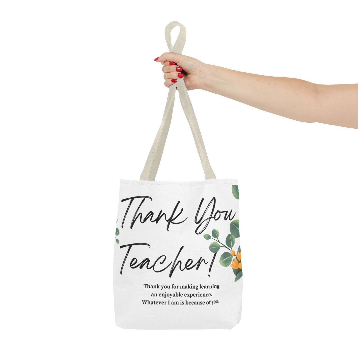 Thank You Teacher Tote Bag | Floral AOP Design | Appreciation Gift | Back to School | Teacher's Day | Eco-Friendly Carryall