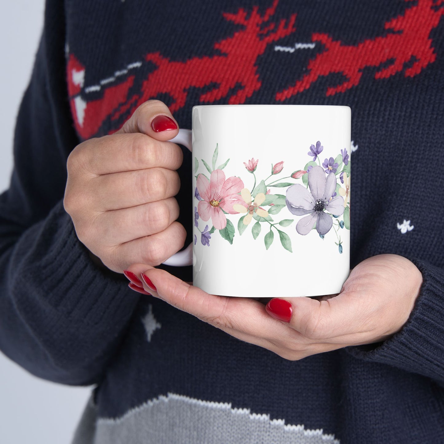 Floral Ceramic Mug - Botanical Coffee Cup, Flower Tea Mug, Gift for Her, Spring Decor, Mother's Day Present