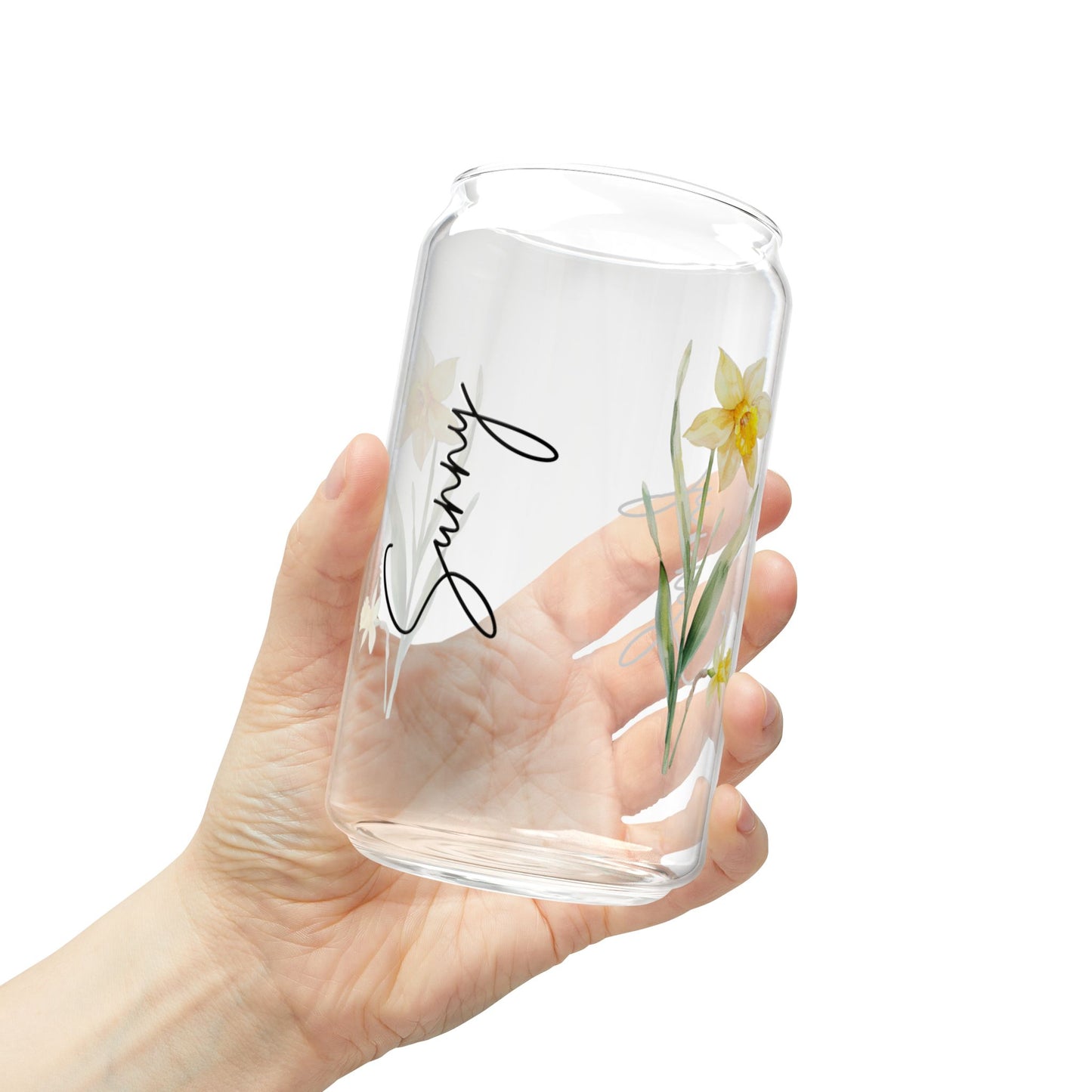 Sunny Floral Sipper Glass, 16oz - Eco-Friendly Drinkware, Travel Water Bottle, Summer Party Decor, Gift for Her, Flower Lover's Mug