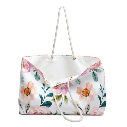 Floral Weekender Bag - Stylish Travel Tote, Weekend Getaway Essential, Summer Vibes, Floral Print, Vacation Accessories