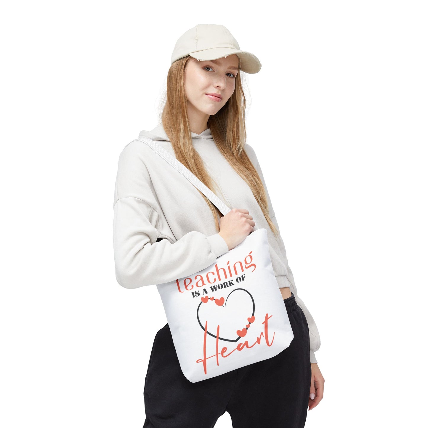 Teaching Tote Bag – A Work of Heart, Perfect for Teachers, Back to School, Classroom Essentials, Gift for Educators, Eco-Friendly Tote