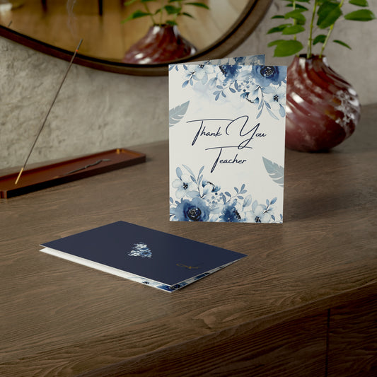 Floral Greeting Cards - Thank You Teacher, Appreciation Notes, Birthday Cards, Wedding Invitations, Set of 1-50