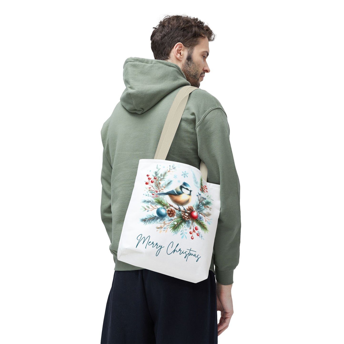 Merry Christmas Bird Design Tote Bag