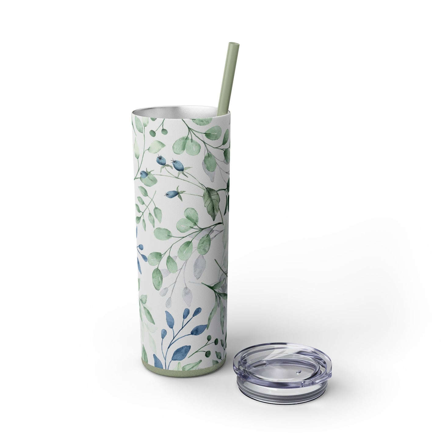 Floral Skinny Tumbler, 20oz Stainless Steel Travel Mug, Eco-Friendly Drinkware, Gift for Her, Summer Hydration, Botanical Design