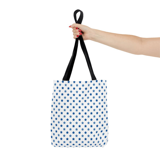 Blue Star Pattern Tote Bag, Stylish Reusable Tote, Shopping Bag, Beach Bag, Gift for Her, Eco-Friendly Accessories