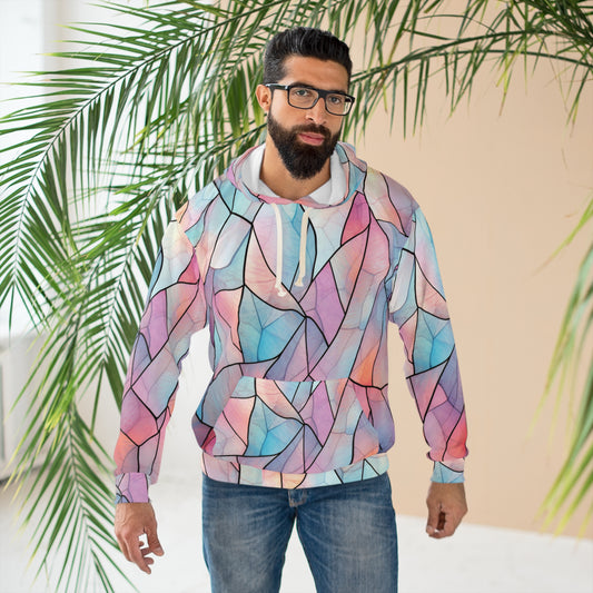 Colorful Stained Glass Unisex Pullover Hoodie, Cozy Fashion, Pastel Aesthetic, Gift for Her, Spring Fashion, Casual Wear