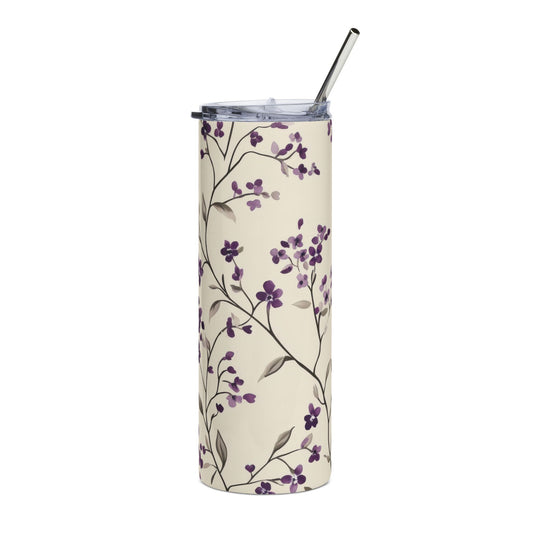 Floral Stainless Steel Tumbler | Elegant Travel Mug | Insulated Drink Container | Gift for Her | Eco-Friendly Beverage Cup